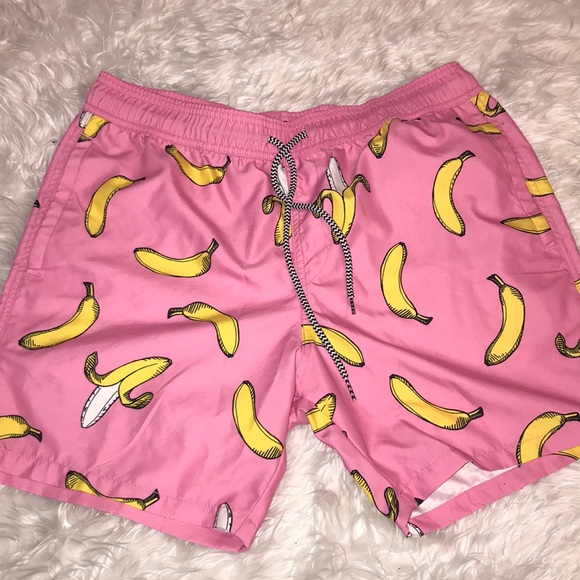 pink banana swim trunks